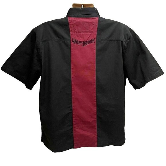 Harley Davidson Motorcycle Mechanic Garage Embroider Eagle Button Up Shirt Large - Picture 3 of 9